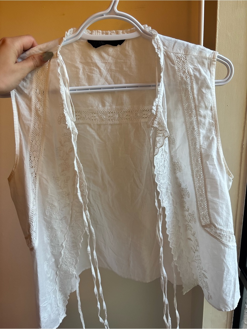 Women's Sheer White Embroidered Sleeveless Vest